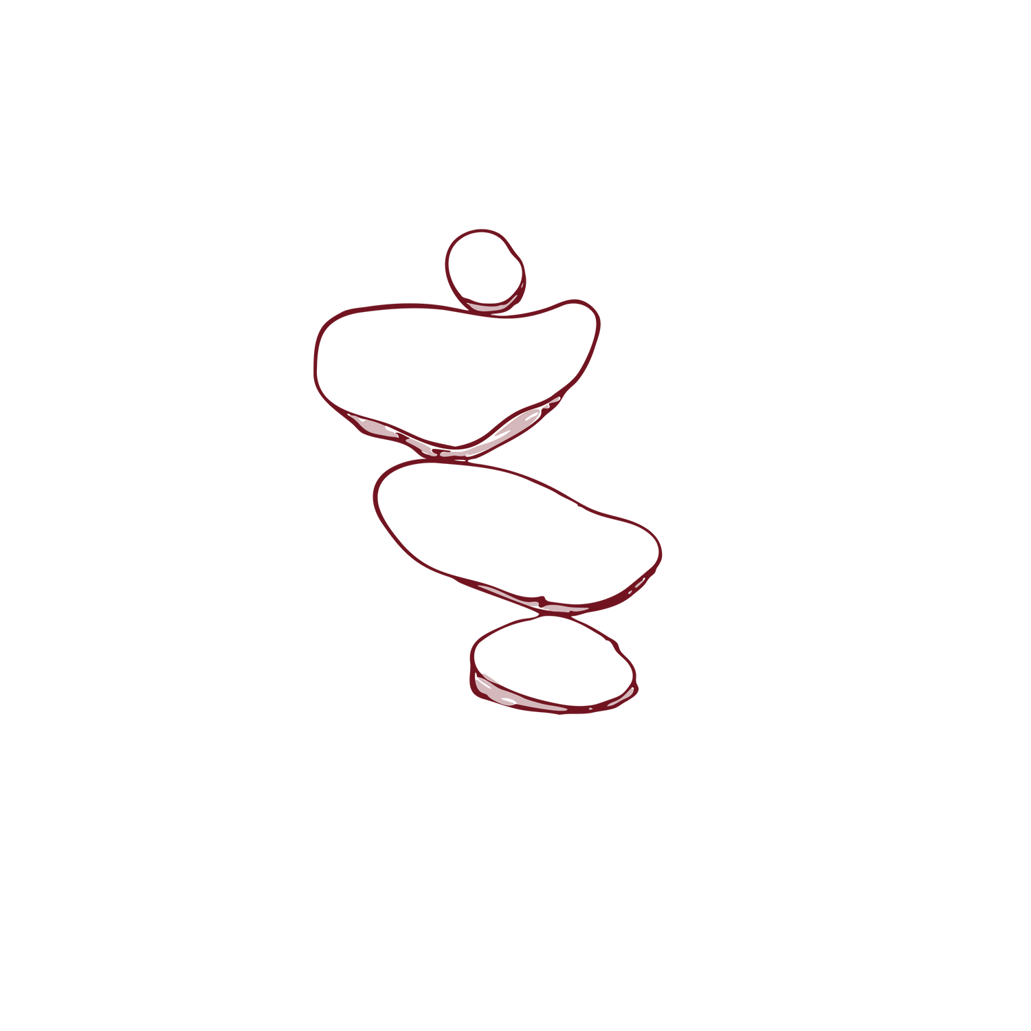 rød illustration af stablede sten der symboliserer balance
